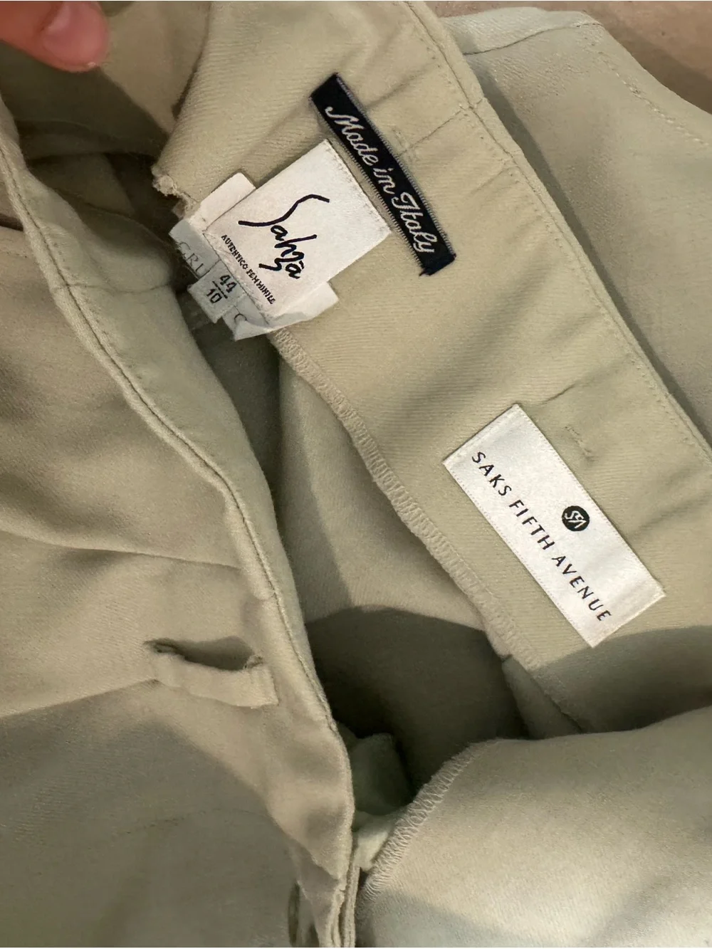 Vintage Saks Fifth Avenue Italian wool Light Sage Tailored Vest & Pant Set